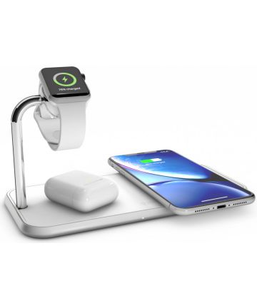 ZENS Aluminium Dual Smartphone en Apple Watch Draadloze Oplader Wit Opladers