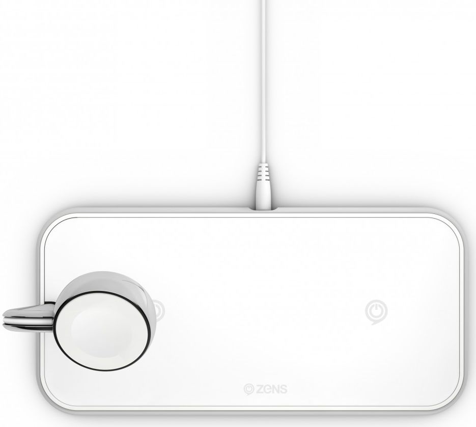 ZENS Aluminium Dual Smartphone en Apple Watch Draadloze Oplader Wit afbeelding 4