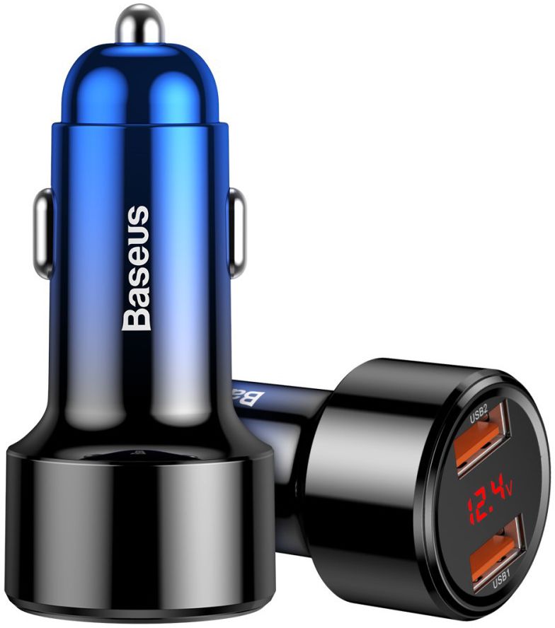 Baseus Magic Series Dual USB Quick Charge Autolader Blauw afbeelding 1
