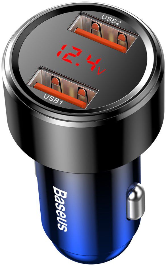Baseus Magic Series Dual USB Quick Charge Autolader Blauw afbeelding 2