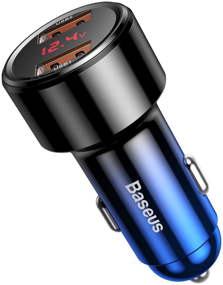 Baseus Magic Series Dual USB Quick Charge Autolader Blauw afbeelding 3