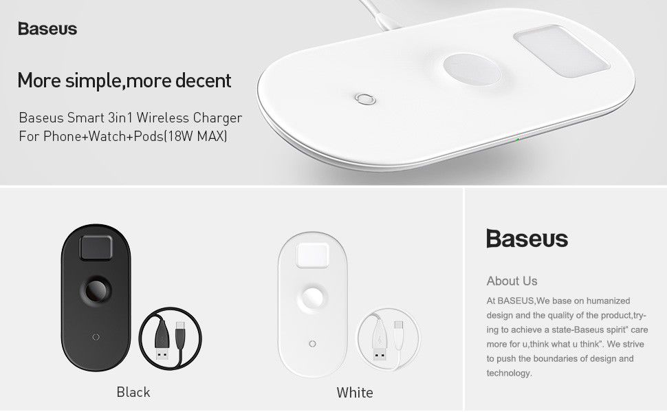 Baseus 3 in 1 Draadloze Oplader [iPhone + Apple Watch + AirPods] Wit afbeelding 18