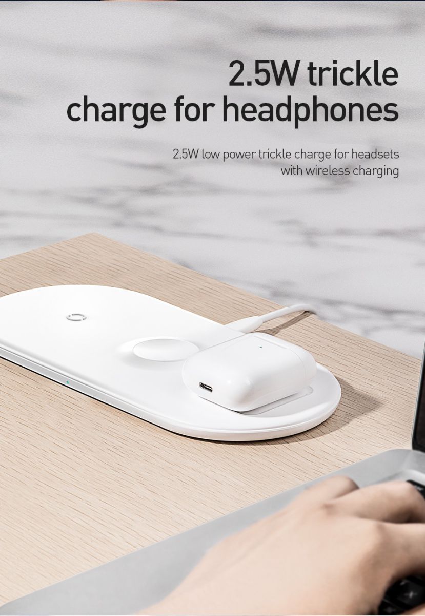 Baseus 3 in 1 Draadloze Oplader [iPhone + Apple Watch + AirPods] Wit afbeelding 25