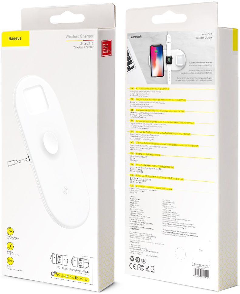 Baseus 3 in 1 Draadloze Oplader [iPhone + Apple Watch + AirPods] Wit afbeelding 30