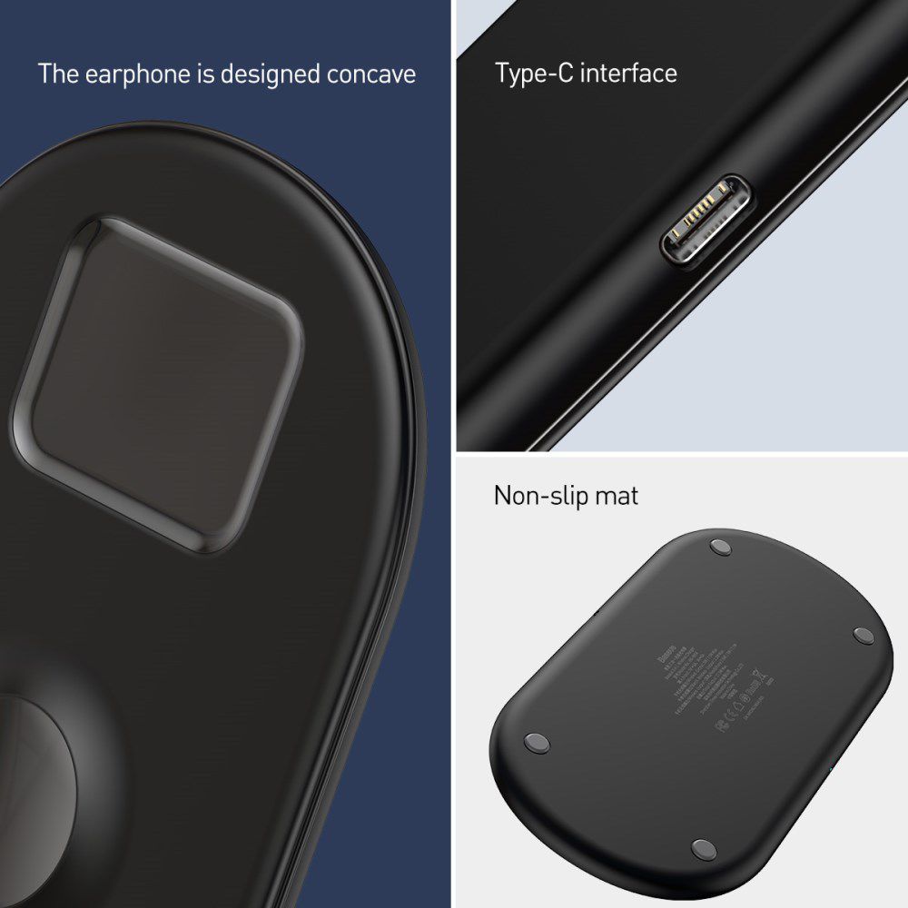 Baseus 3 in 1 Draadloze Oplader [iPhone + Apple Watch + AirPods] Zwart afbeelding 12