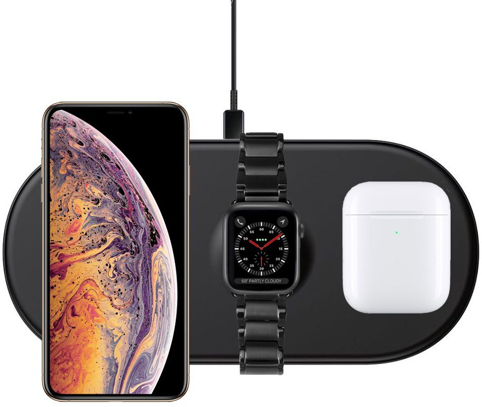 Baseus 3 in 1 Draadloze Oplader [iPhone + Apple Watch + AirPods] Zwart afbeelding 1