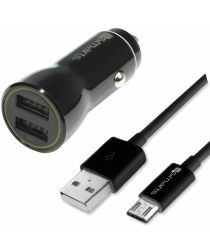 4smarts Micro-USB Dubbele Auto Snellader (17W) met Kabel Zwart