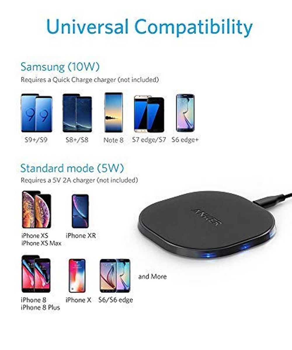 Anker PowerPort Wireless 10W Draadloze Oplader Zwart afbeelding 3