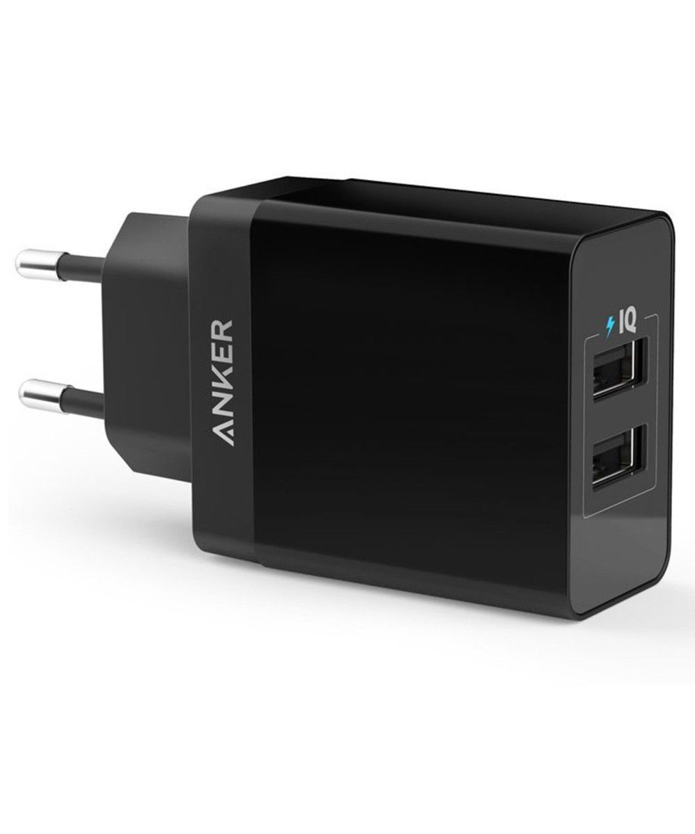 Anker PowerPort 2 Poorts USB 24W Thuislader Zwart afbeelding 1