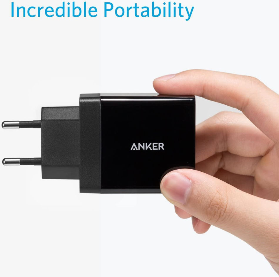 Anker PowerPort 2 Poorts USB 24W Thuislader Zwart afbeelding 5
