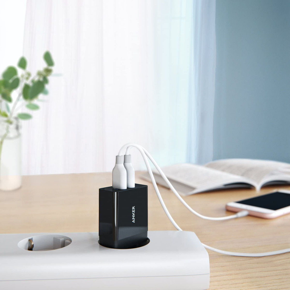 Anker PowerPort 2 Poorts USB 24W Thuislader Zwart afbeelding 6