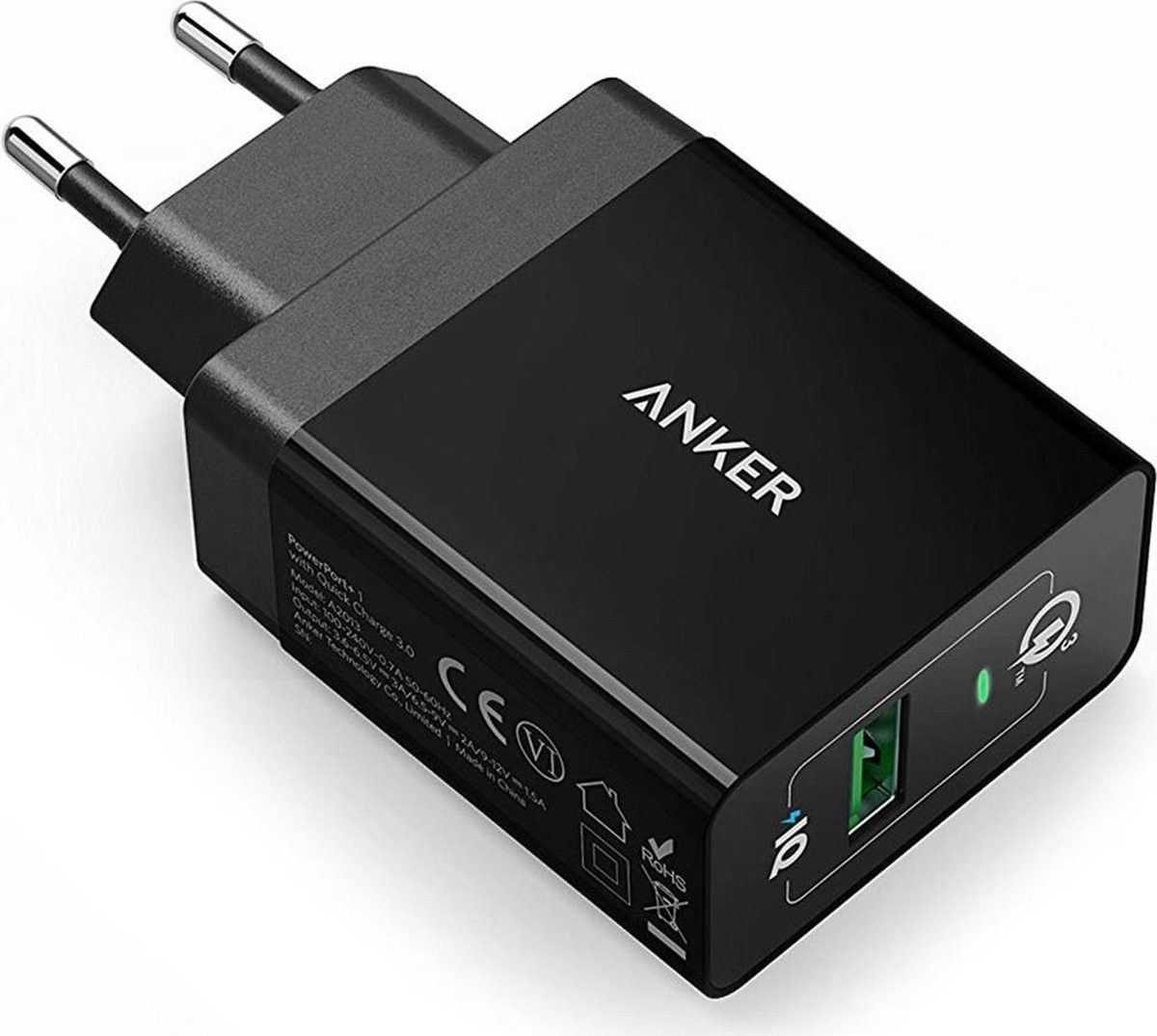 Anker PowerPort+ 1 (18W) Quick Charge / PowerIQ USB-A Adapter Zwart afbeelding 2