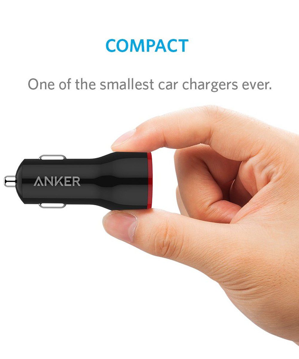 Anker PowerDrive 2 Dubbele USB Poort 24W Autolader Zwart afbeelding 3