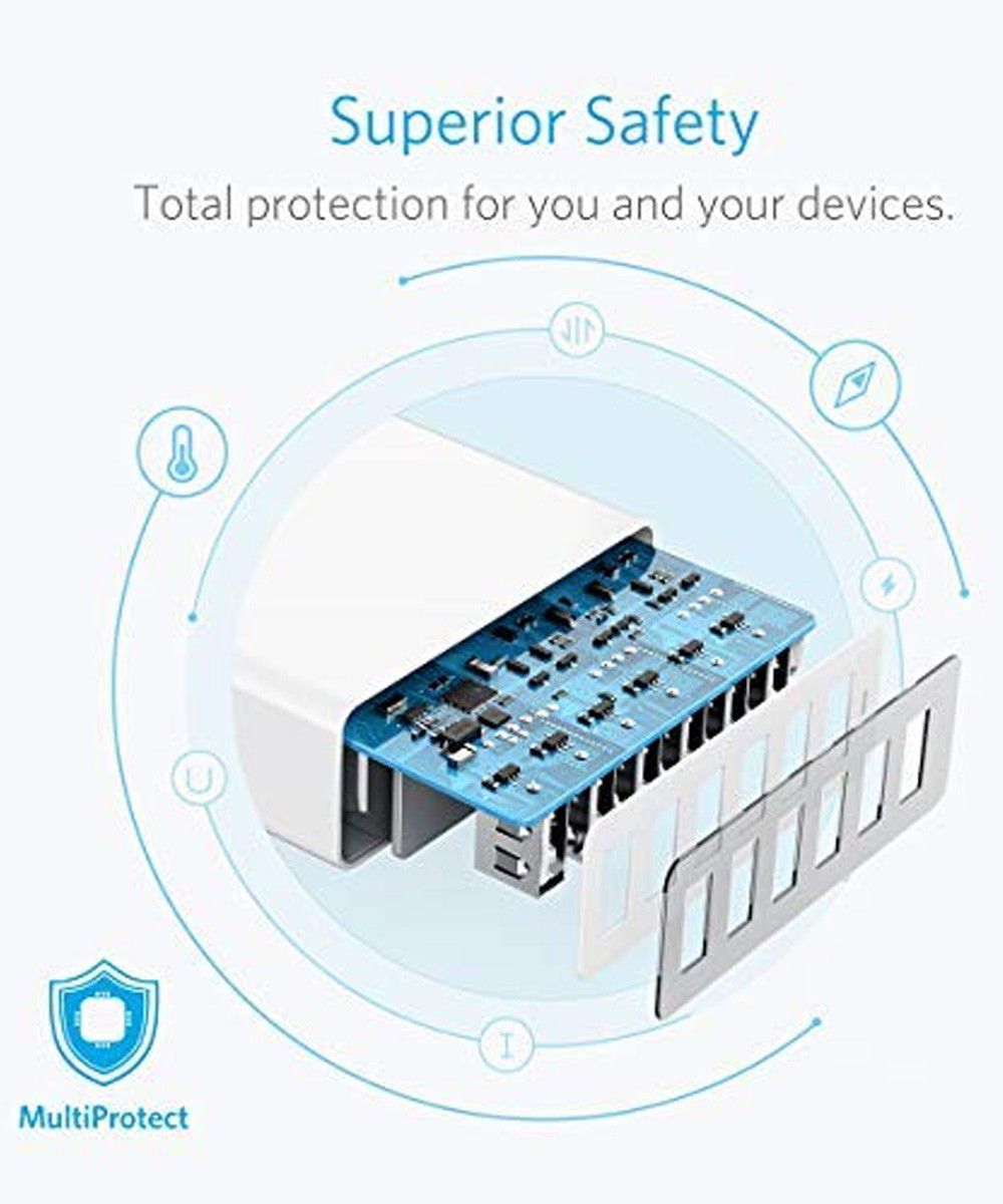 Anker PowerPort 6 Poorts USB 60W Thuislader Wit afbeelding 3