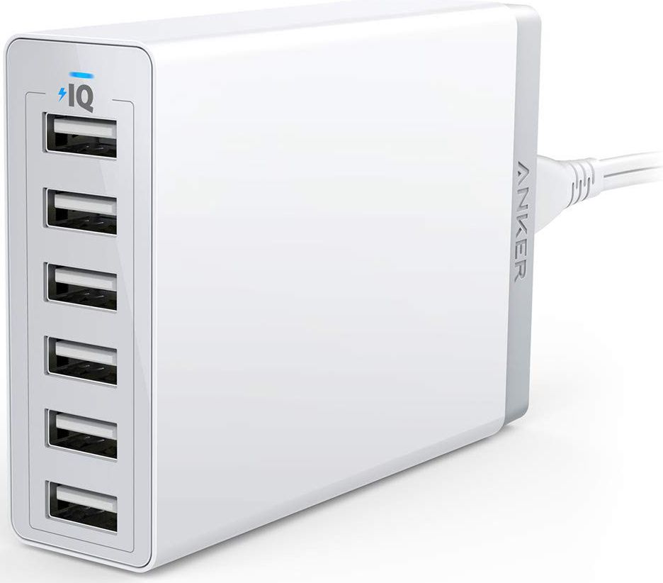 Anker PowerPort 6 Poorts USB 60W Thuislader Wit afbeelding 1