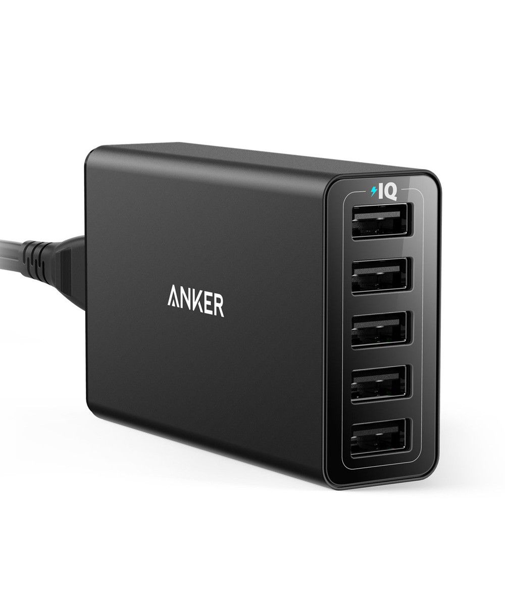 Anker PowerPort 5 Poorts USB 40W Thuislader Zwart afbeelding 1