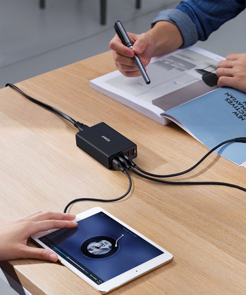 Anker PowerPort 5 Poorts USB 40W Thuislader Zwart afbeelding 2