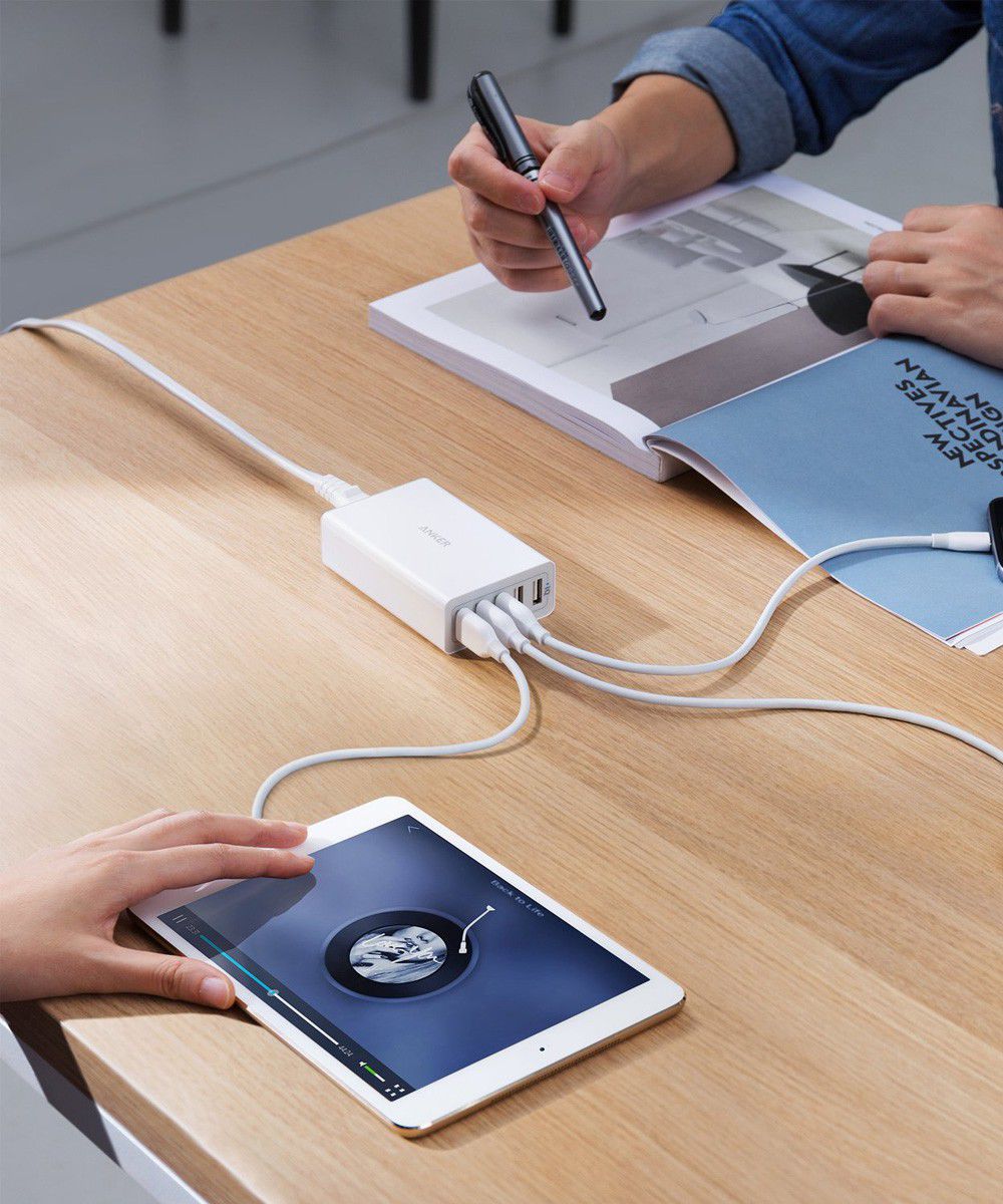 Anker PowerPort 5 Poorts USB 40W Thuislader Wit afbeelding 2