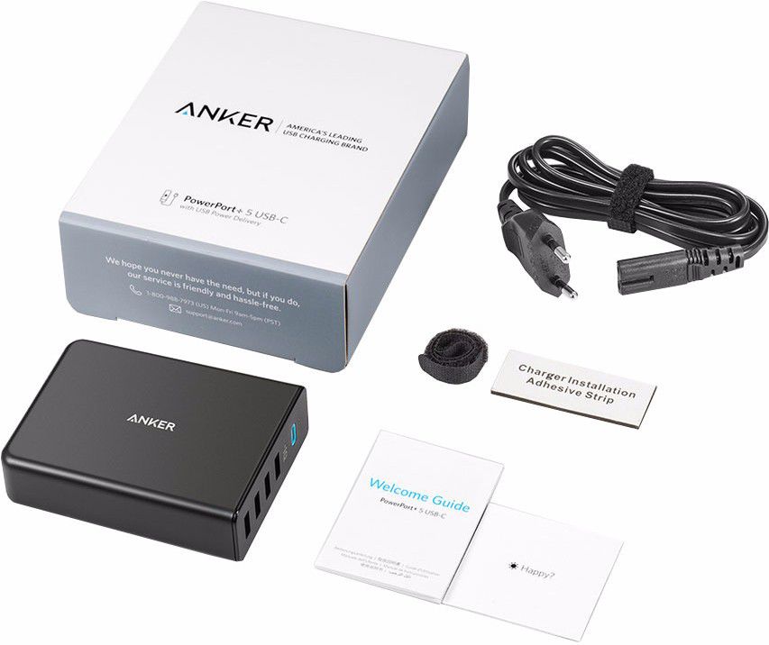 Anker PowerPort+ 5 Poorts USB Power Delivery 60W Thuislader Zwart afbeelding 8