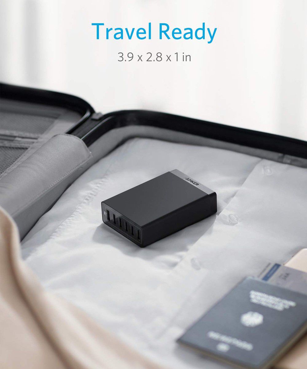 Anker PowerPort (60W) 6-Poorts Multifunctionele USB-A Thuislader Zwart afbeelding 7