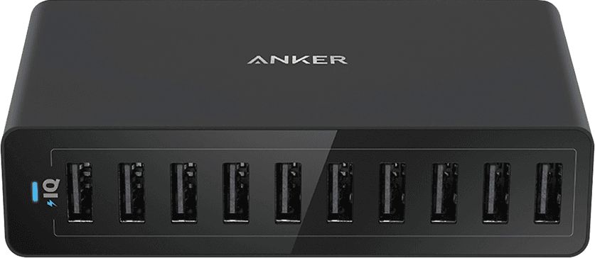 Anker PowerPort 10 Poorts USB 60W Thuislader Zwart afbeelding 2