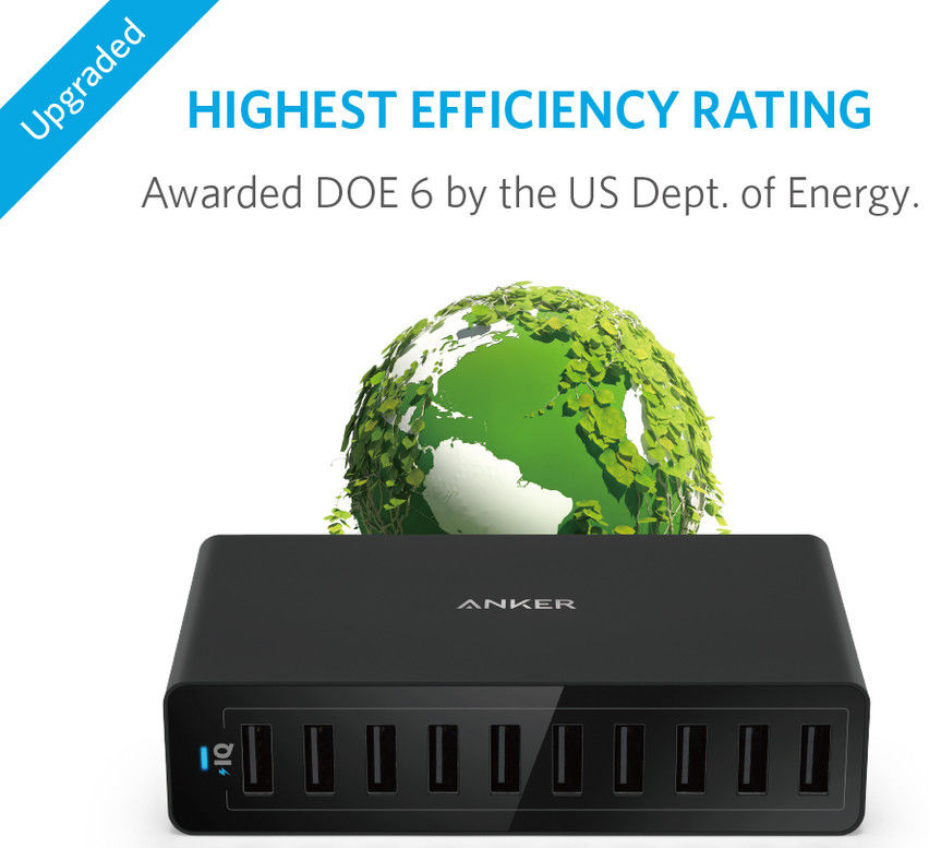 Anker PowerPort 10 Poorts USB 60W Thuislader Zwart afbeelding 9