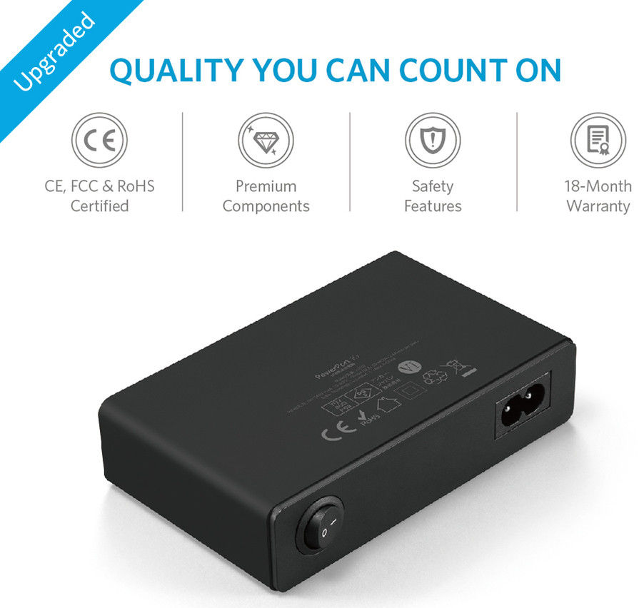 Anker PowerPort 10 Poorts USB 60W Thuislader Zwart afbeelding 10