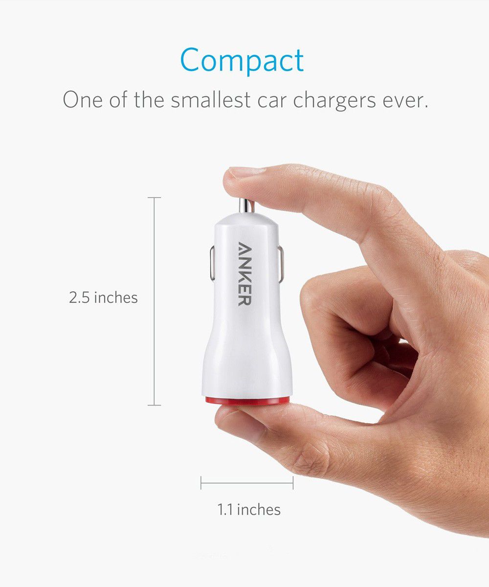 Anker PowerDrive 2 Dubbele USB Poort 24W Autolader Wit afbeelding 3