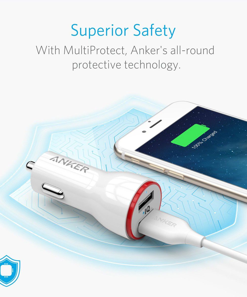 Anker PowerDrive 2 Dubbele USB Poort 24W Autolader Wit afbeelding 4