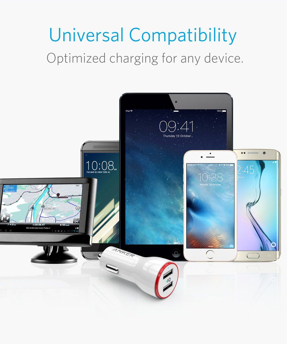 Anker PowerDrive 2 Dubbele USB Poort 24W Autolader Wit afbeelding 5