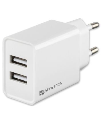 4smarts VoltPlug Dual 12W USB-A Adapter met Twee Poorten Wit Opladers