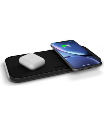 ZENS Aluminium Series Dual Smartphone QI Draadloze Oplader Zwart Opladers