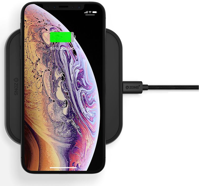 ZENS Aluminium Series Single Smartphone QI Draadloze Oplader Zwart afbeelding 1