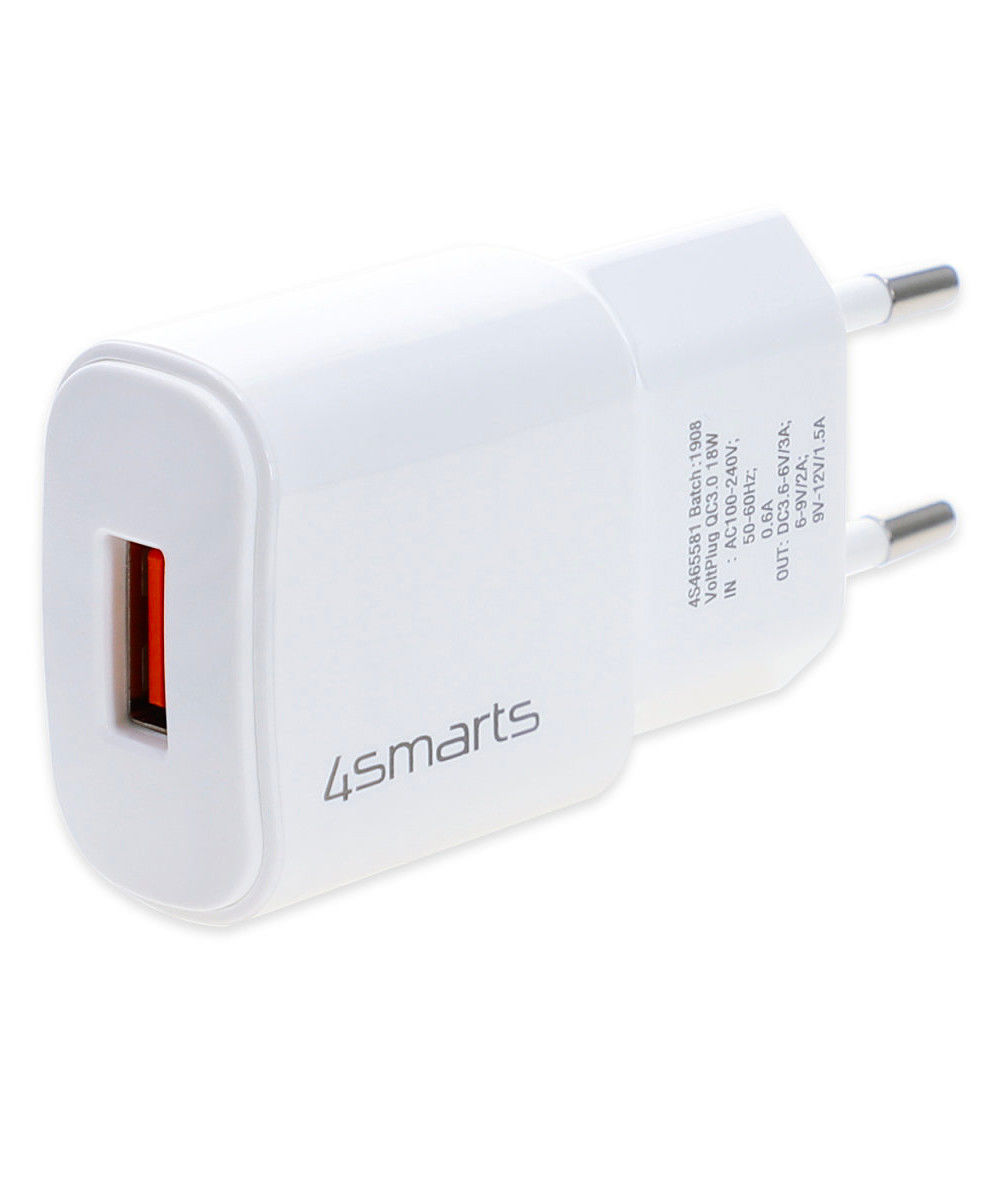 4smarts VoltPlug 18W USB-A Qualcomm Quick Charge 3.0 Adapter Wit afbeelding 1