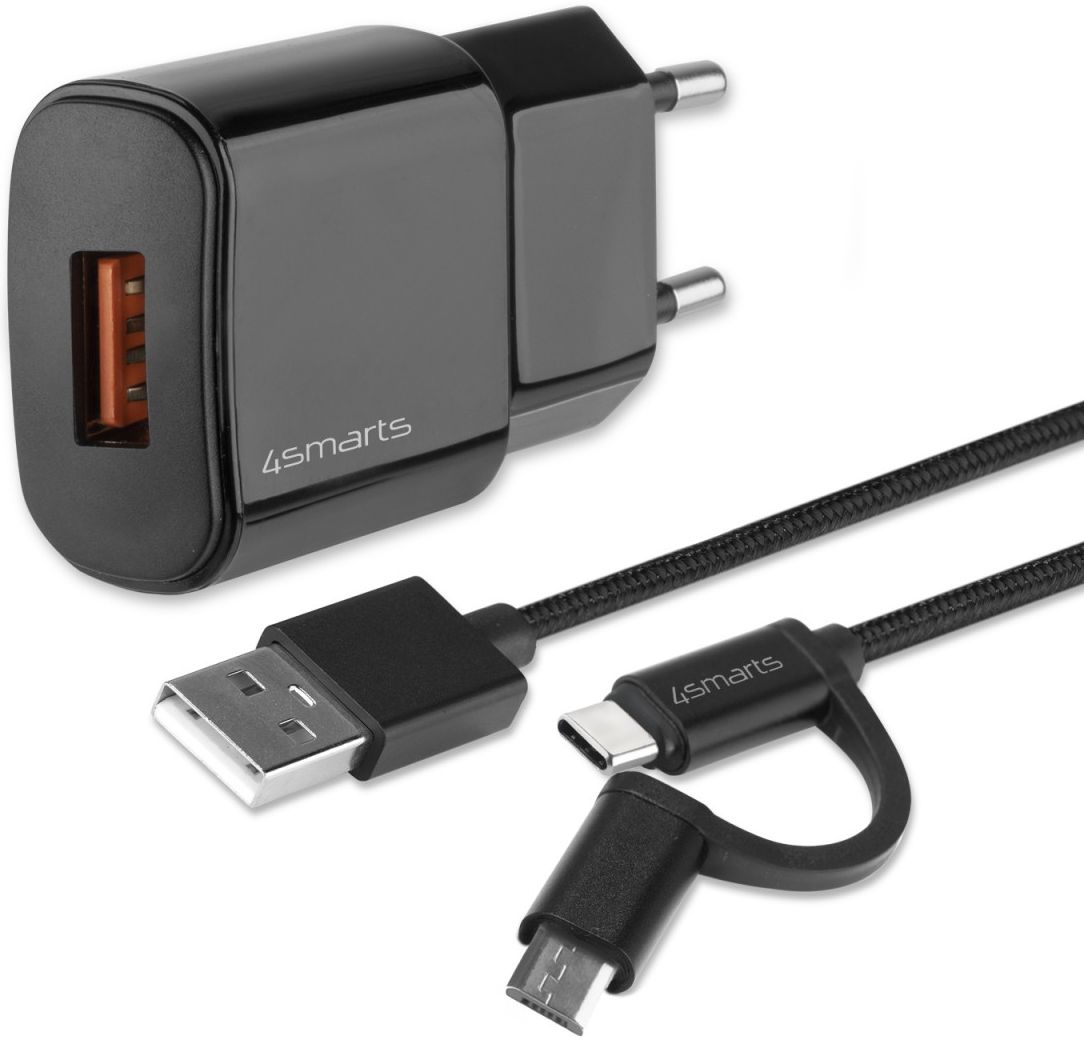 4smarts VoltPlug Oplader met ComboCord Kabel Zwart afbeelding 1
