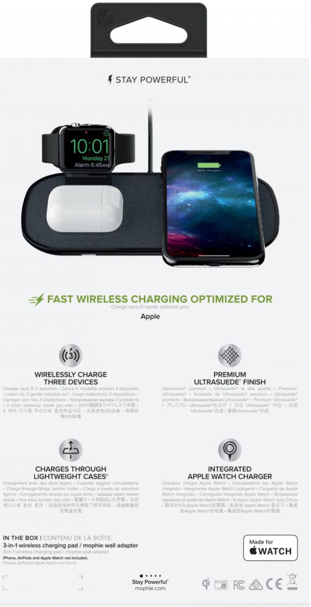 Mophie 3-in-1 Apple iPhone / Watch / AirPods Draadloze Oplader Zwart afbeelding 5