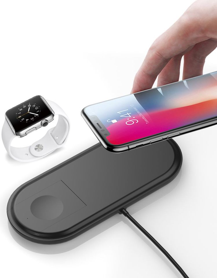 2 in 1 Wireless Fast Charger Pad Zwart afbeelding 4