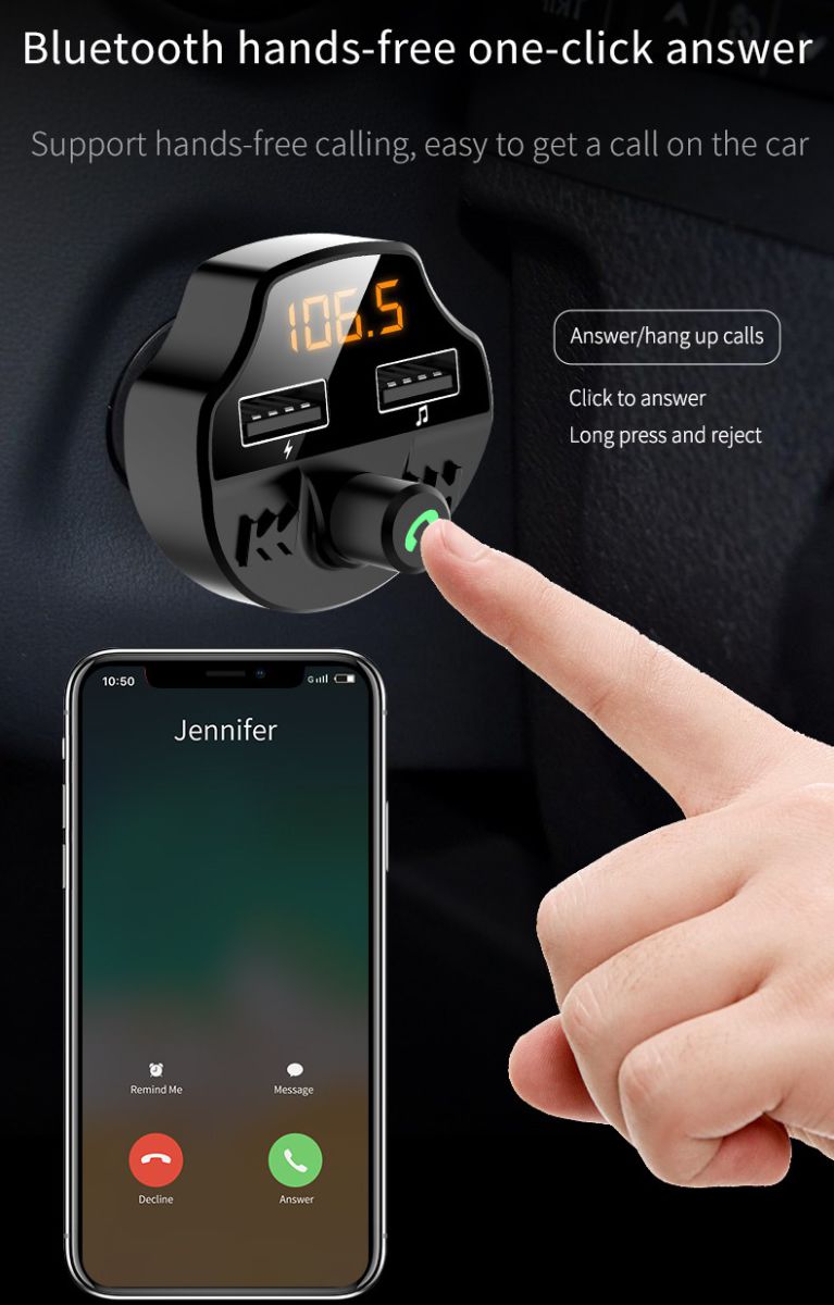 Universele Bluetooth Audio Transmitter / Fast Charge Autolader afbeelding 10