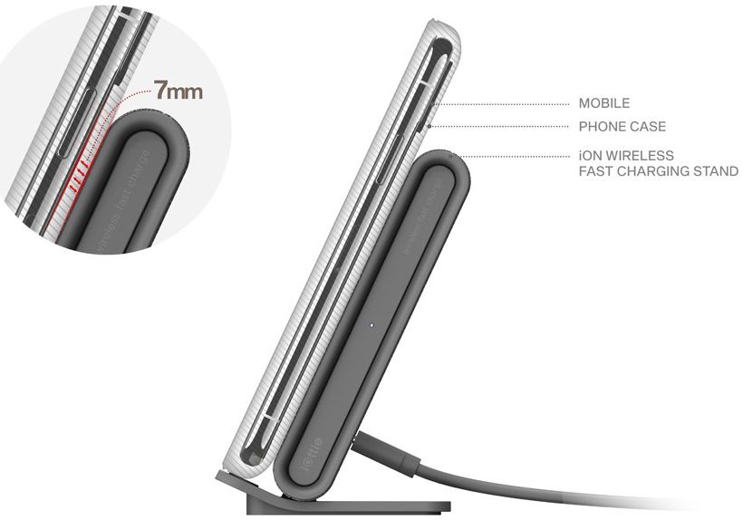 iOttie iON Wireless Stand Fast Charge Draadloze Oplader Donker Grijs afbeelding 7