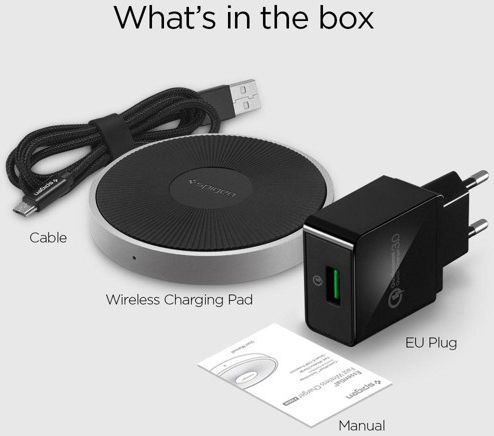 Spigen Essential F306W Universele Wireless Fast Charger (15W) Zwart afbeelding 4