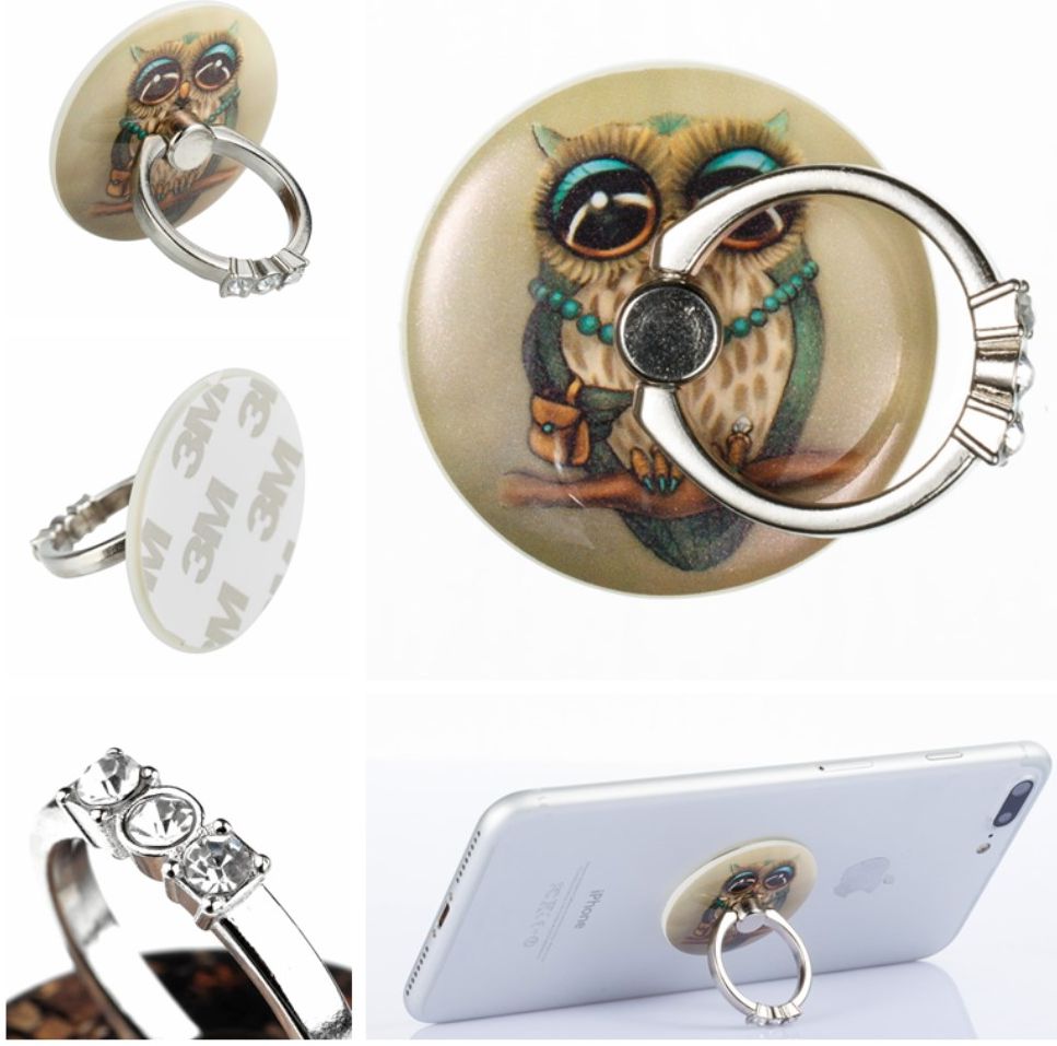 Universele Kickstand Ring en Vinger Houder Attachable Uil afbeelding 4