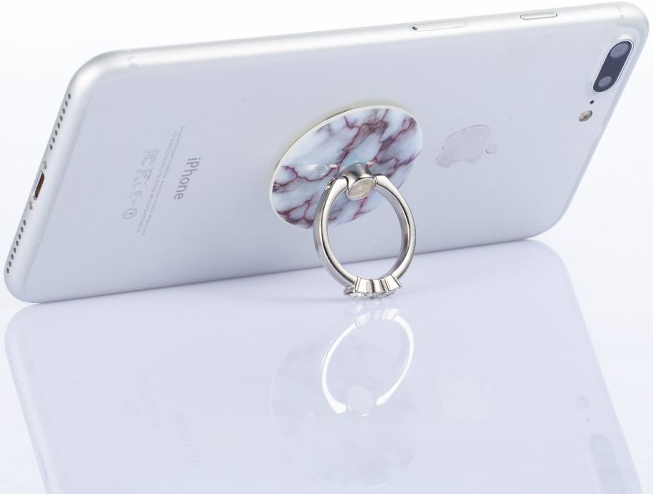 Universele Kickstand Ring en Vinger Houder Attachable Marmer Roze/Wit afbeelding 3