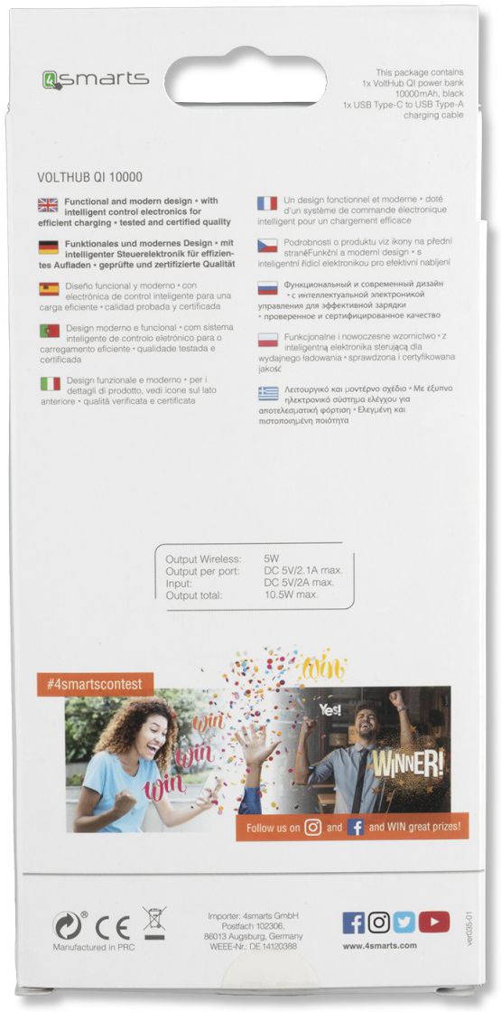 4smarts VoltHub Draadloos Laden Powerbank met Display 10.000 mAh Zwart afbeelding 7