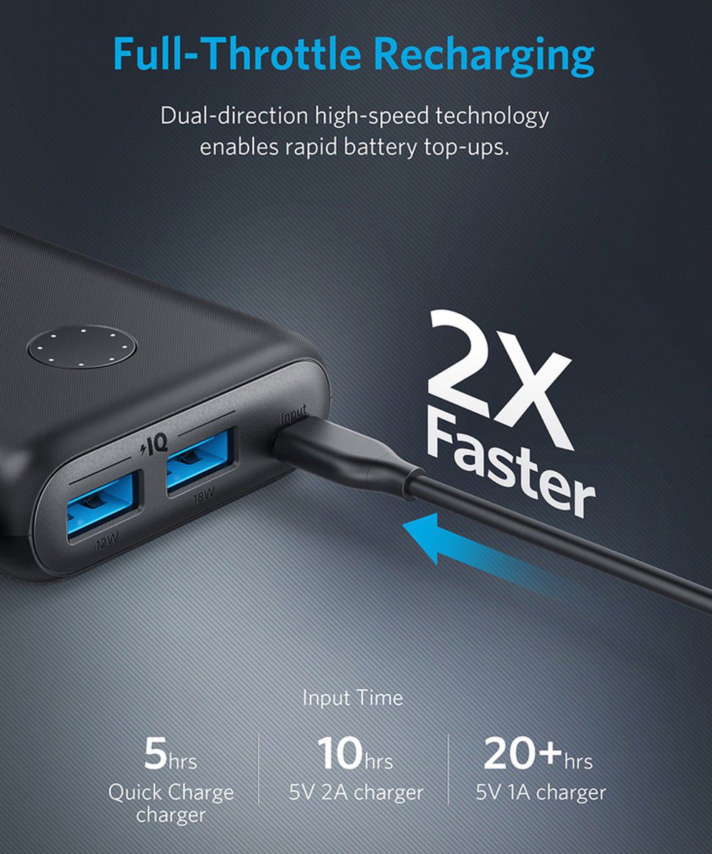 Anker PowerCore II Quick Charge 3.0 Powerbank 20.000 mAh Zwart afbeelding 6
