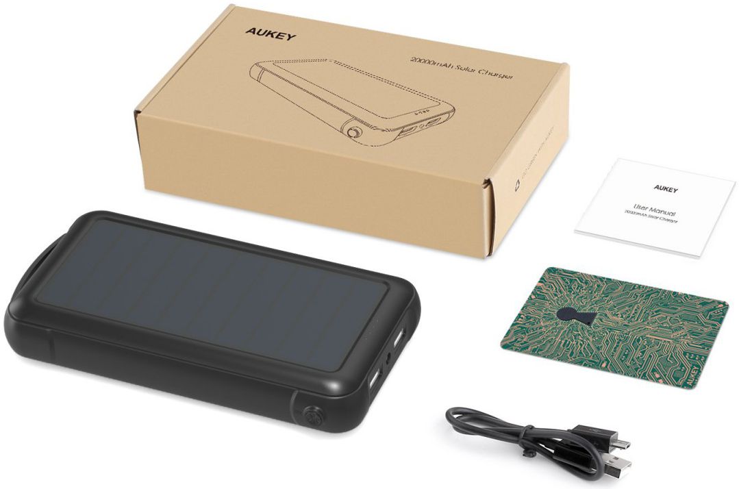 Aukey Solar Powerbank 20.000 mAh Zwart afbeelding 7