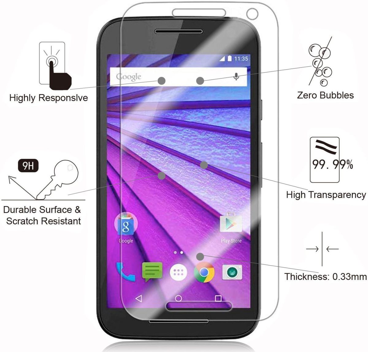 Motorola Moto G 3rd Gen Tempered Glass Screen Protector afbeelding 1