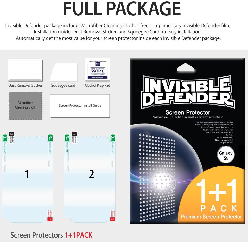 Ringke ID Full Cover Screen Protector Samsung Galaxy S8 Plus [2-Pack] afbeelding 7