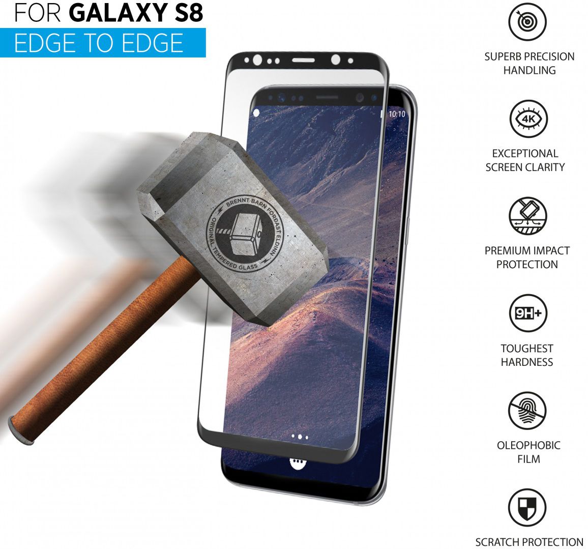 THOR Screen Glass Edge To Edge Samsung Galaxy S8 Zwart afbeelding 1