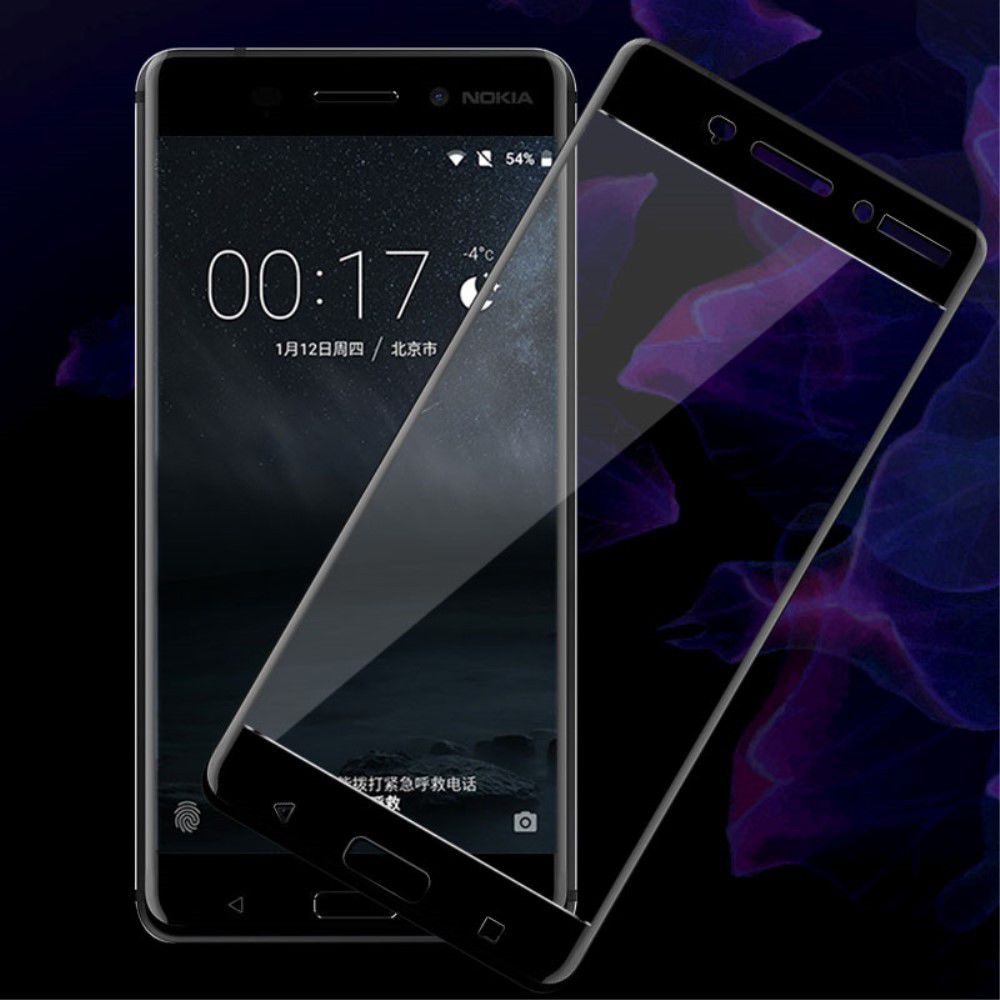 Nokia 6 Volledig Dekkende Tempered Glass Screen Protector Zwart afbeelding 2