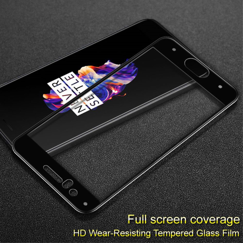 OnePlus 5 Volledig Dekkende Tempered Glass Screen Protector Zwart afbeelding 2